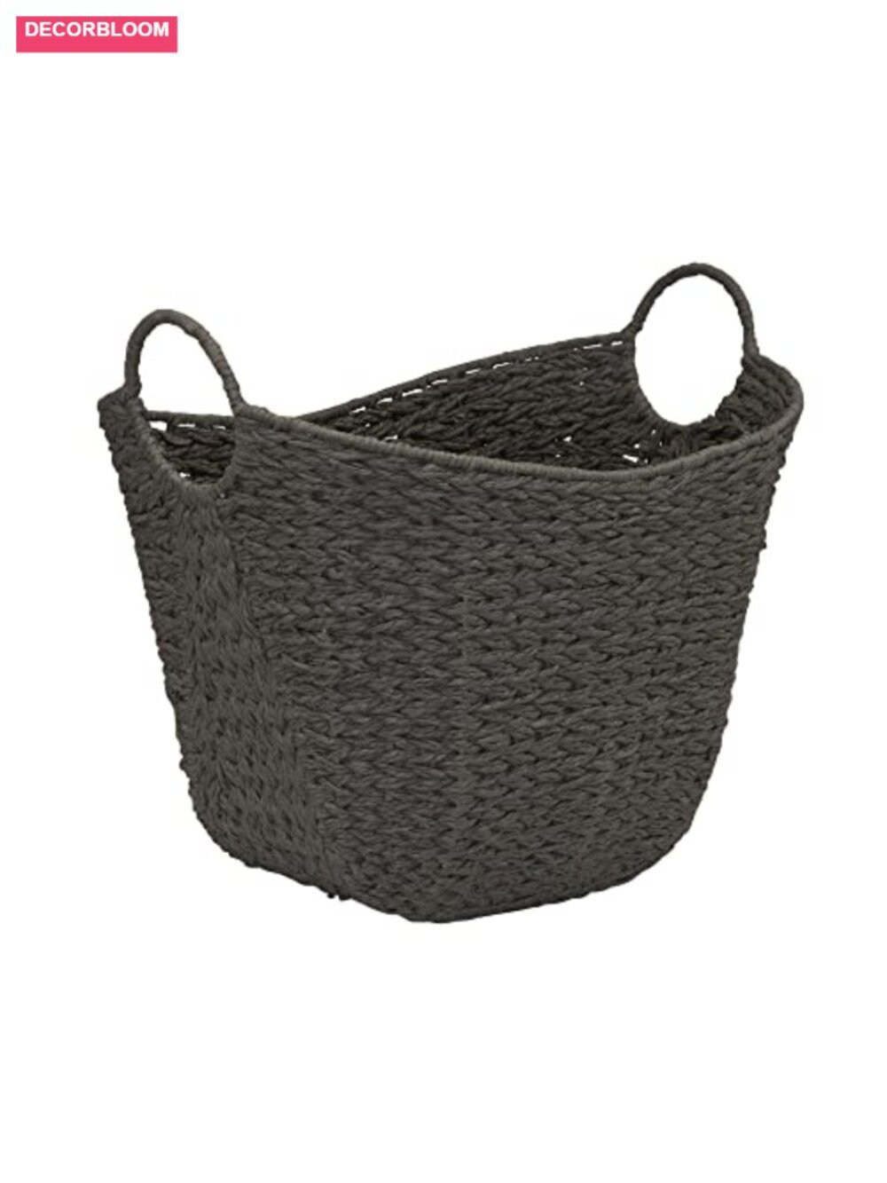 Handwoven Paper Rope Storage Basket Metal Frame Handles